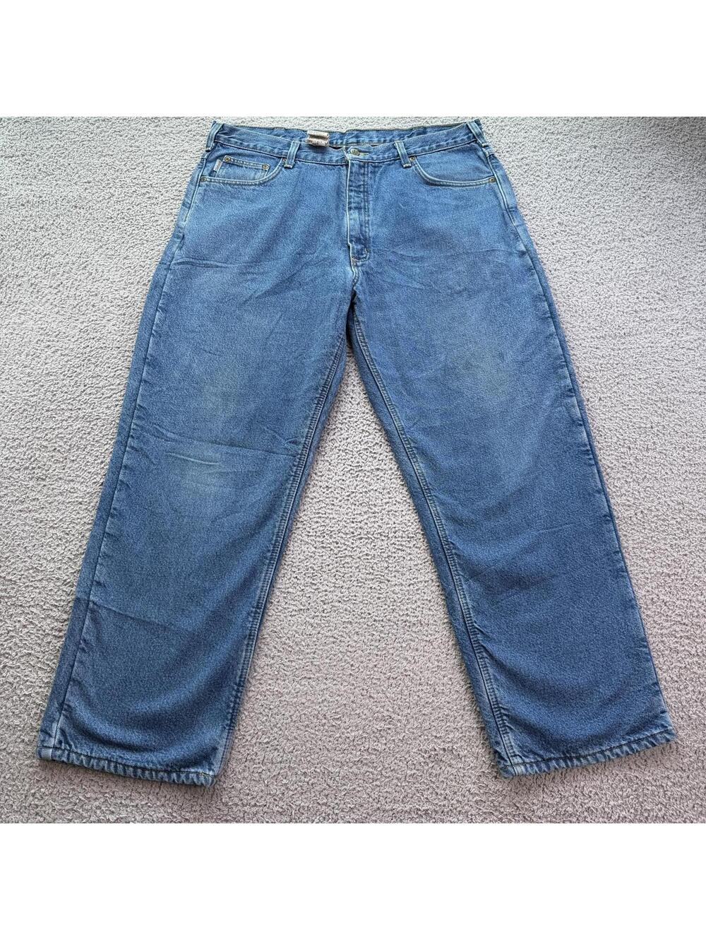 Carhartt B15‎ DST Relaxed Fit Flannel Lined Denim Jeans 38x30 Winter Workwear